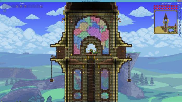 A Terraria projekt tapasztalt résztvevői nagy házakat építenek egyszerre, míg az egyik játékosnak több karaktere és ennek megfelelően lakása van